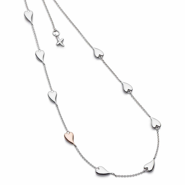 Kit Heath Silver Desire Kiss Blush Heart Station Necklace