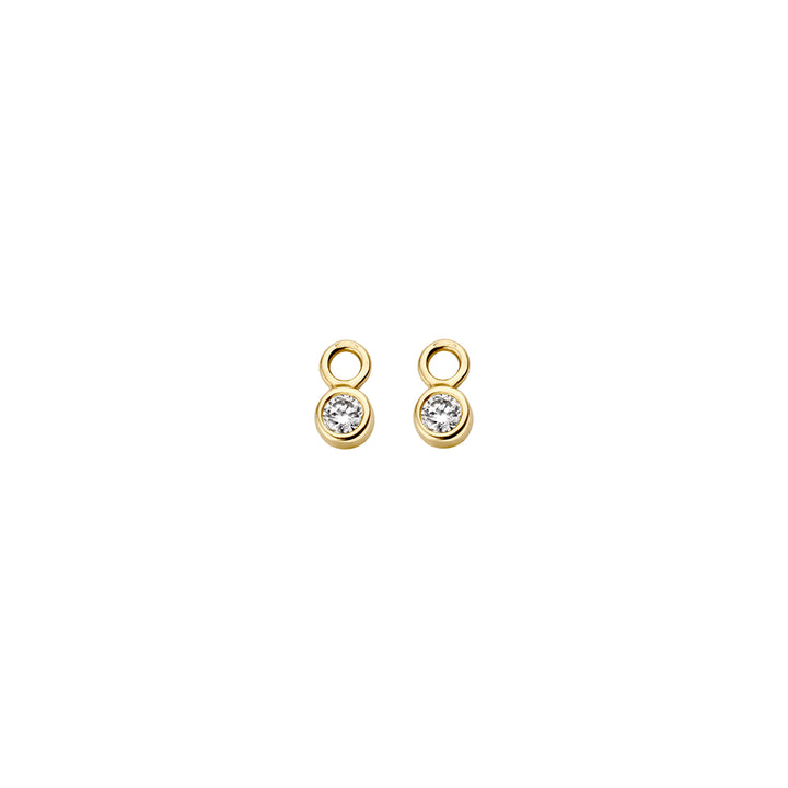 Blush 14ct Solid Gold Round Zirconia Earring Charms