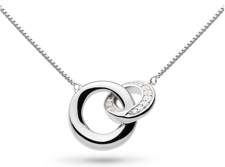 Kit Heath Silver Bevel Cirque Link Interlocking Pavé Necklace