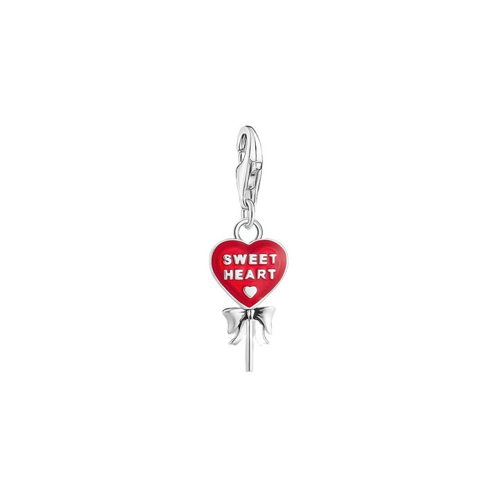 Thomas Sabo Silver Red Enamel Heart Lollipop Charm