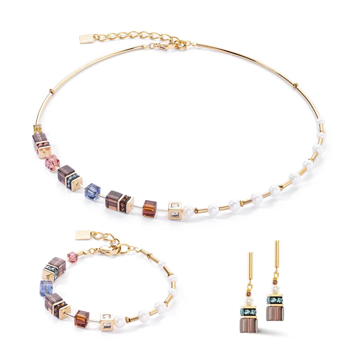 Coeur De Lion Gold GeoCube Fusion Precious Pearl Necklace