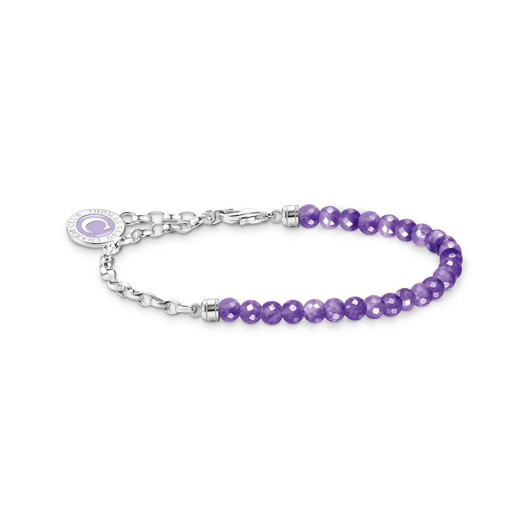 Thomas Sabo Silver Link Violet Beaded Coin Bracelet