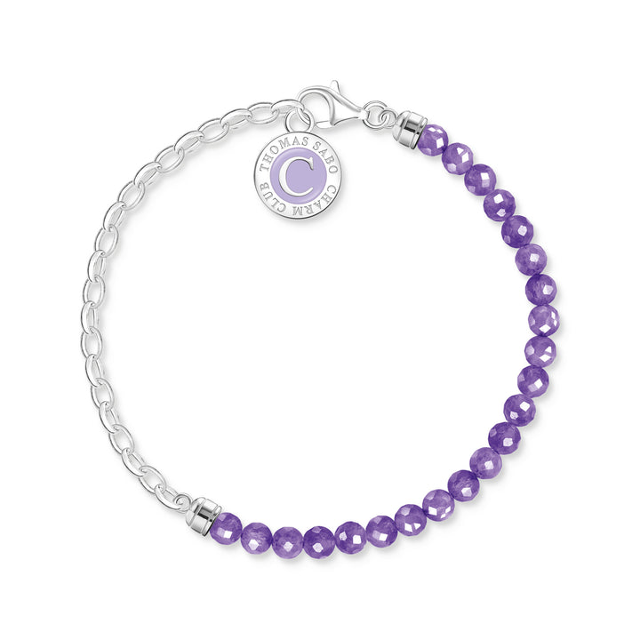 Thomas Sabo Silver Link Violet Beaded Coin Bracelet