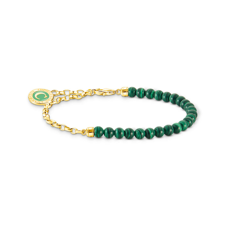 Thomas Sabo Gold Link Green Beaded Coin Bracelet