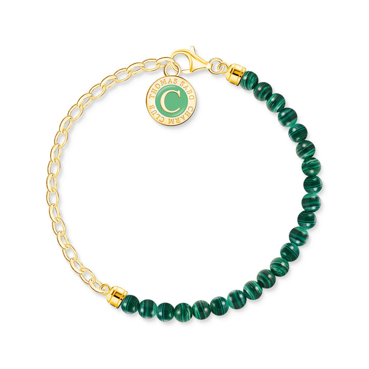 Thomas Sabo Gold Link Green Beaded Coin Bracelet