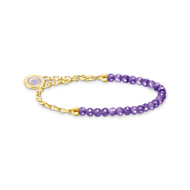 Thomas Sabo Gold & Violet Beaded Link Coin Bracelet