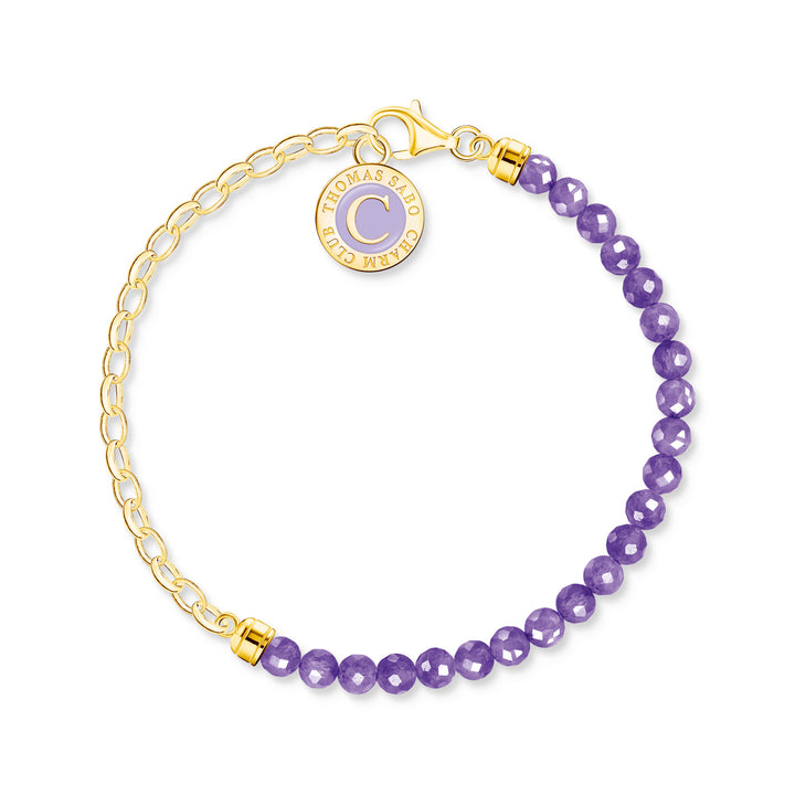 Thomas Sabo Gold & Violet Beaded Link Coin Bracelet