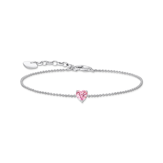 Thomas Sabo Silver Pink Heart Zirconia Bracelet