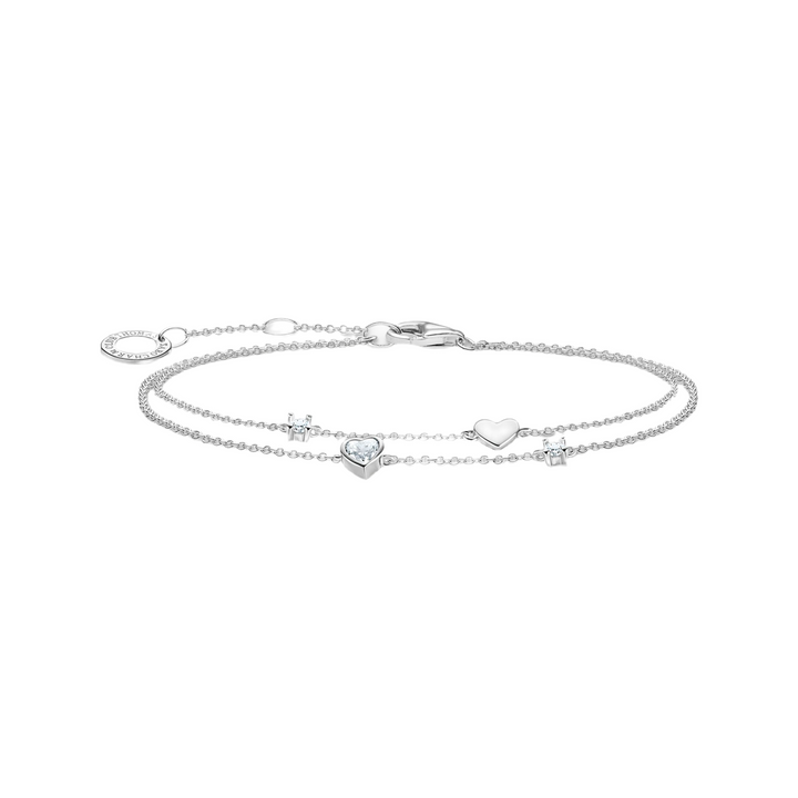 Thomas Sabo Silver Heart & White Stones Bracelet