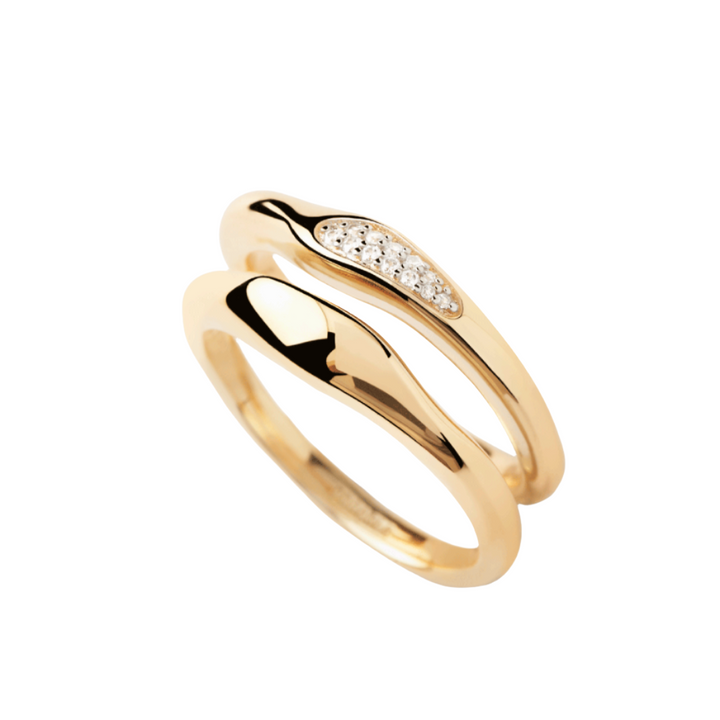 PDPAOLA Gold Onda Ring Set