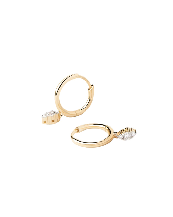 PDPAOLA 18ct Solid Gold Diamond Gold Emi Hoop Earrings