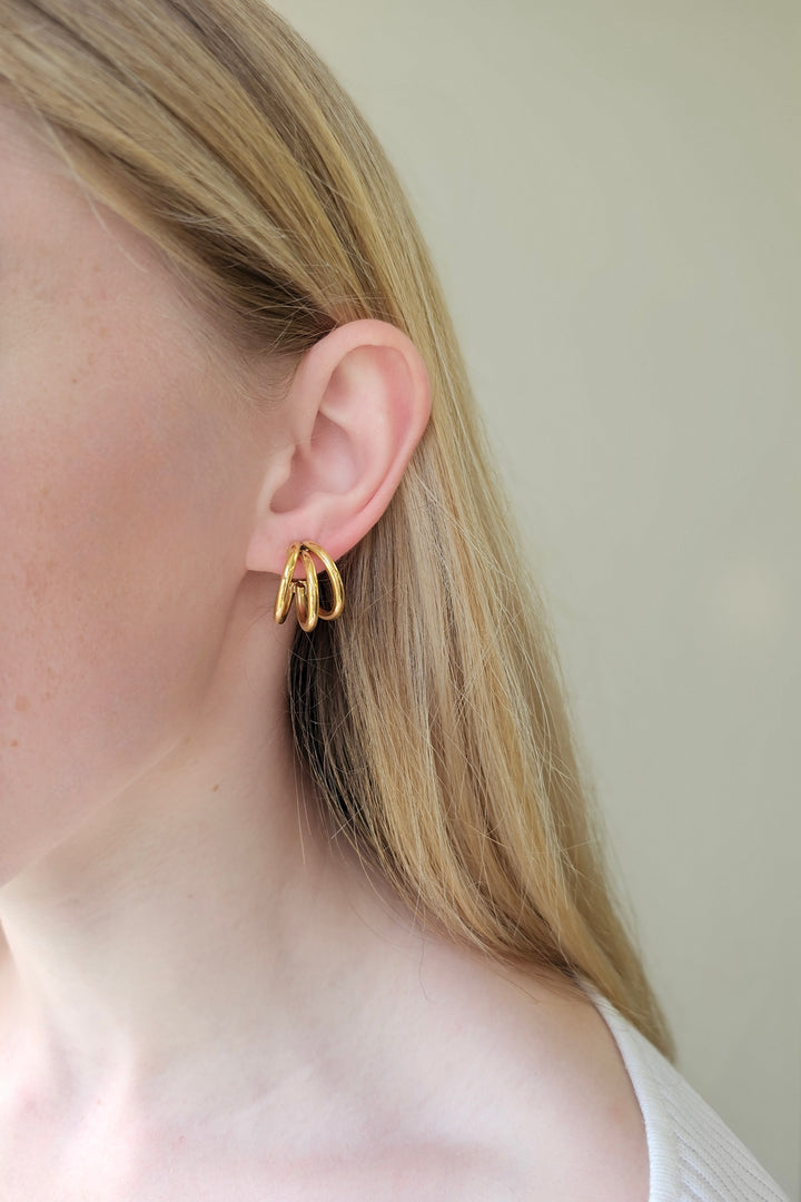 Mococo Essentials Gold Triple Hoop Earrings