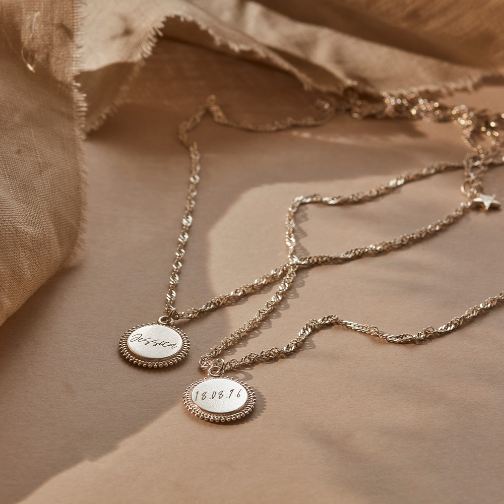 ChloBo Silver Personalised Moon Coin Necklace