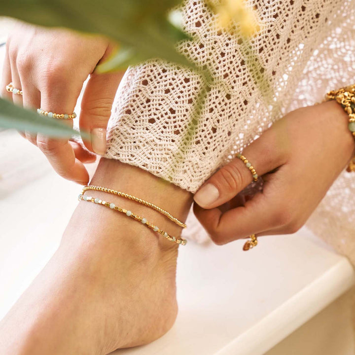 ChloBo Gold Mini Cute And Aventurine Anklet