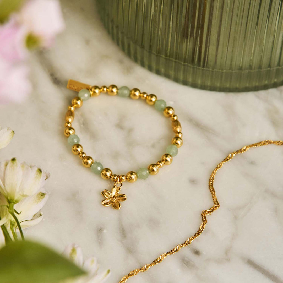 ChloBo Gold Forget Me Not Aventurine Bracelet