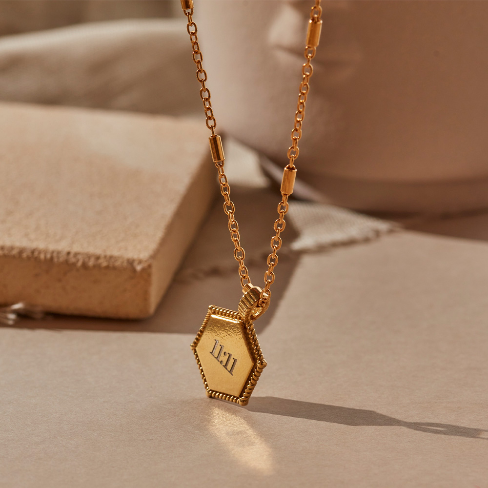 ChloBo Gold Personalised Hexagon Coin Necklace