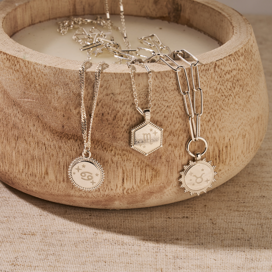 ChloBo Silver Zodiac Hexagon Coin Necklace