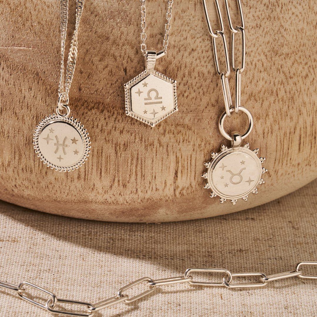 ChloBo Silver Zodiac Hexagon Coin Necklace