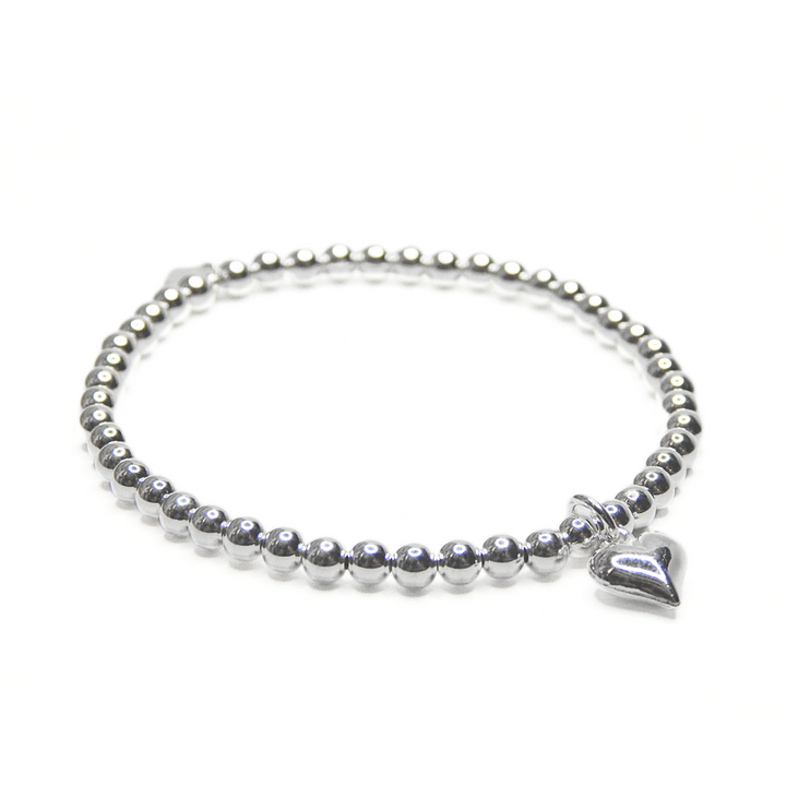 Little Grey Moon Silver Heart Charm Bracelet