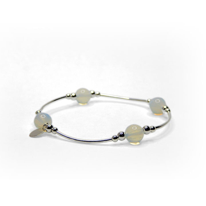 Little Grey Moon Silver and Opalite Noodle Bracelet