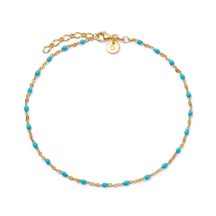 Daisy London 18ct Gold Plate Turquoise Beaded Anklet