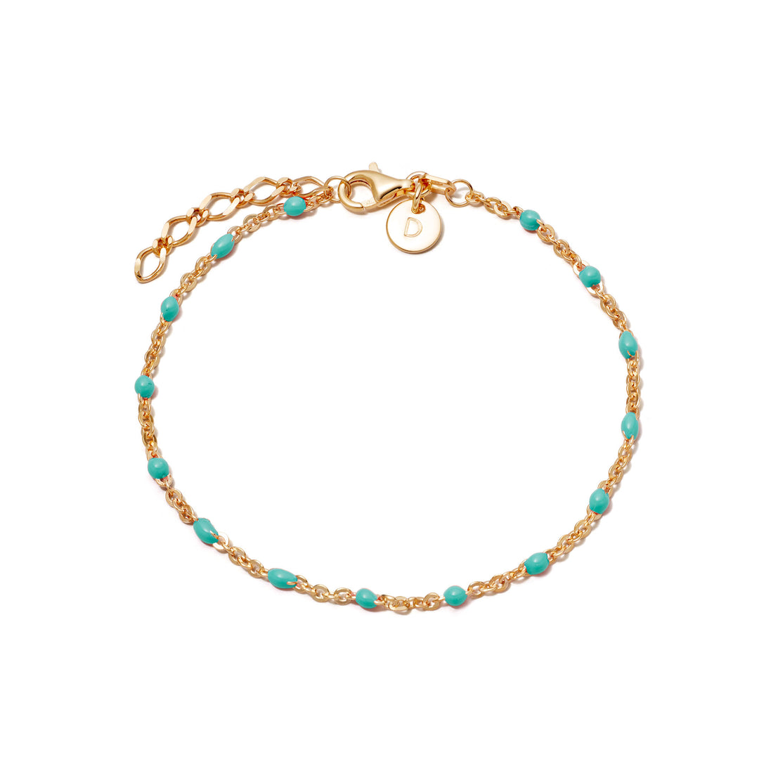 Daisy London 18ct Gold Plate Treasures Turquoise Beaded Bracelet