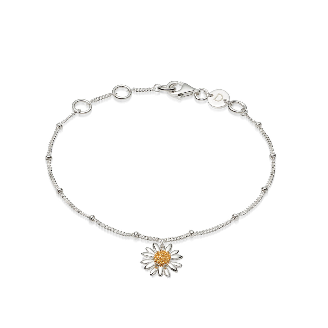 Daisy London Sterling Silver English Daisy Drop Bobble Bracelet