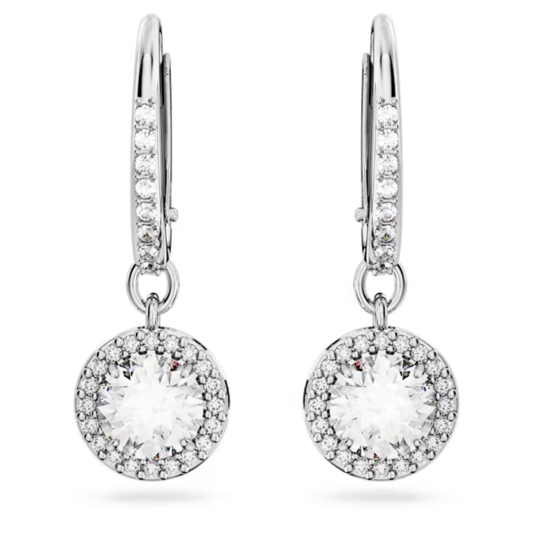 Swarovski Silver Una Round Cut Drop Earrings