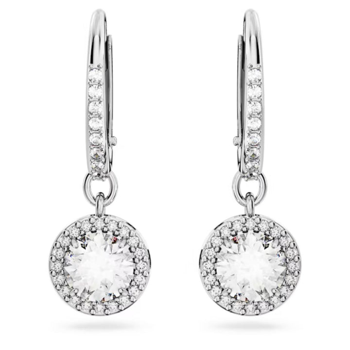 Swarovski Silver Una Round Cut Drop Earrings