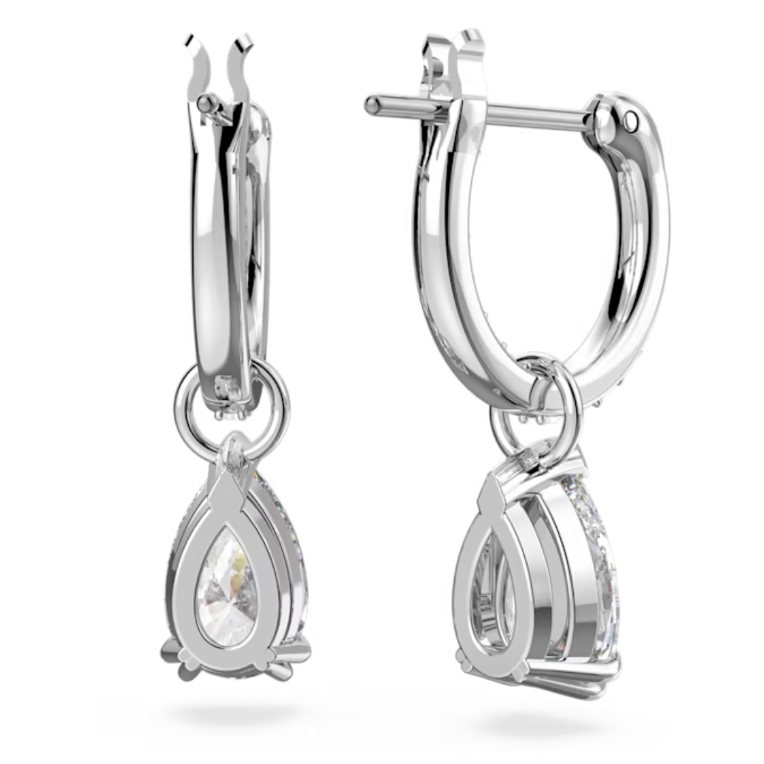 Swarovski Silver Stilla Pear Cut Hoop Earrings