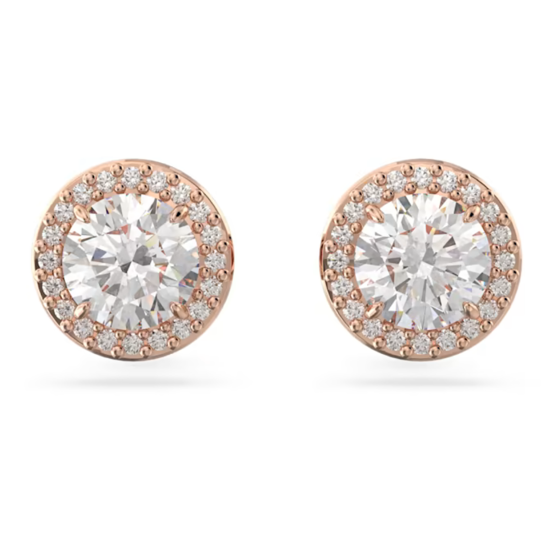 Swarovski Rose Gold Una Round Cut Stud Earrings