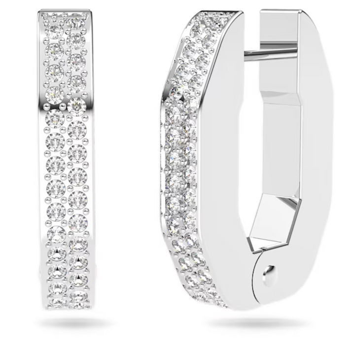 Swarovski Silver Dextera Octagon Small Hoop Earrings