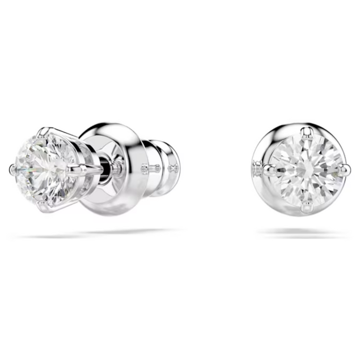 Swarovski Silver Attract White Round Rhodium Plated Earrings