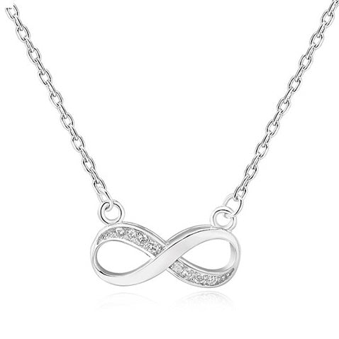 ol&co Silver Sparkling Infinity Pendant Necklace