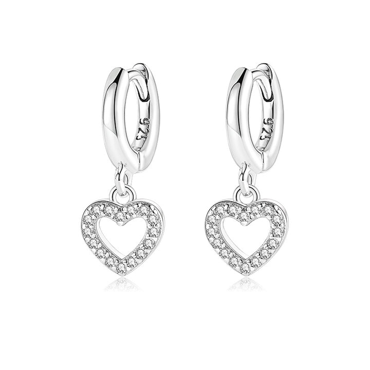 ol&co Silver Open Heart Huggie Hoop Earrings