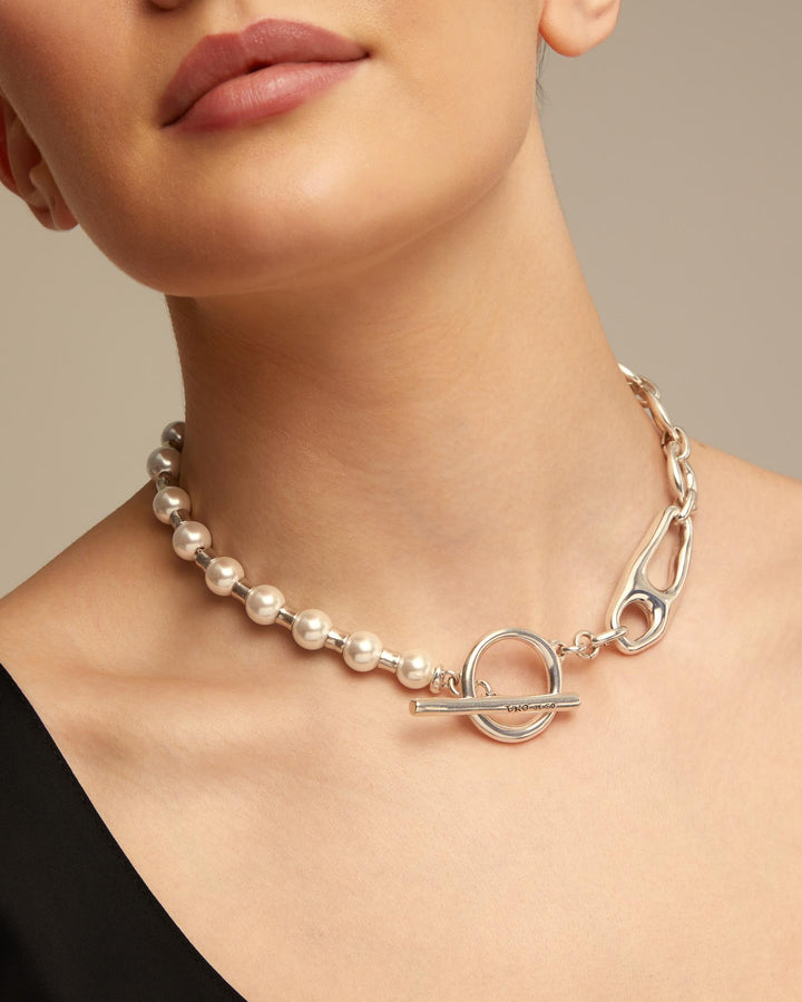 UNOde50 Silver Pearl & Match Joyful Necklace