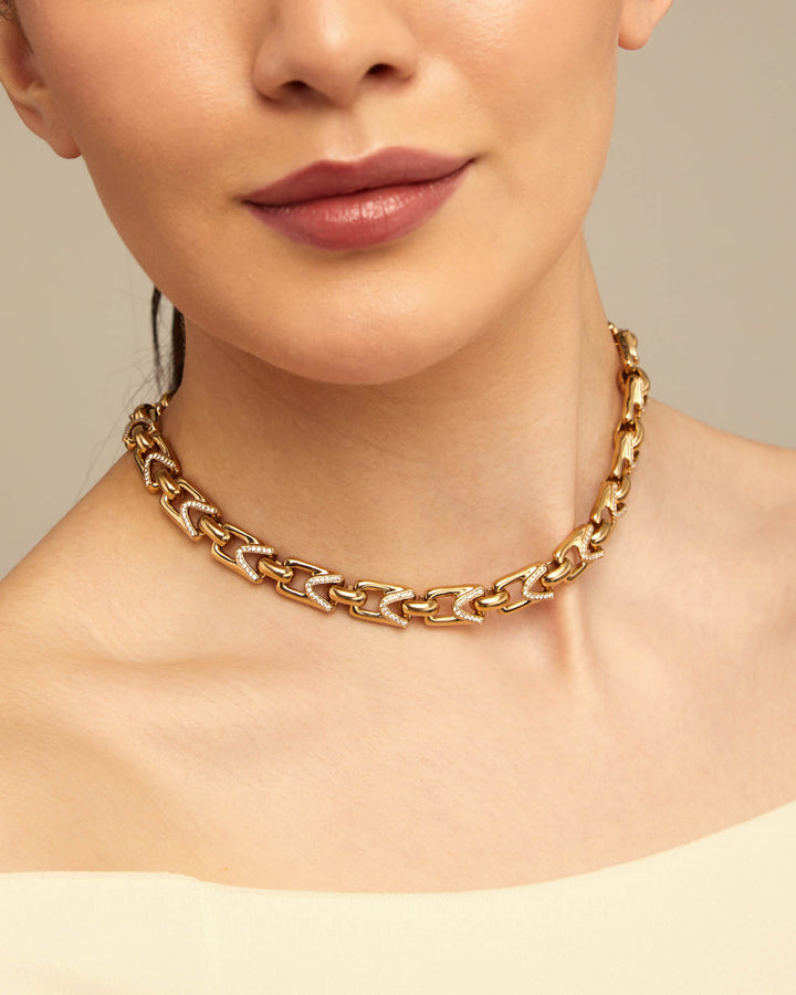 UNOde50 Gold Unstoppable Topaz Brave Necklace