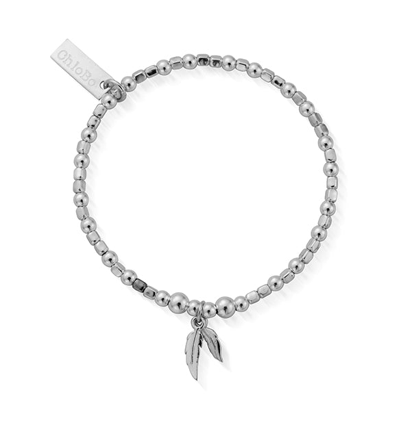 ChloBo Silver Children's Double Feather Bracelet