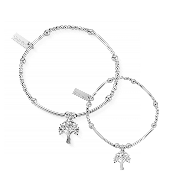 ChloBo Silver Mummy & Mini Cute Mini Tree of Life Set of 2 Bracelets