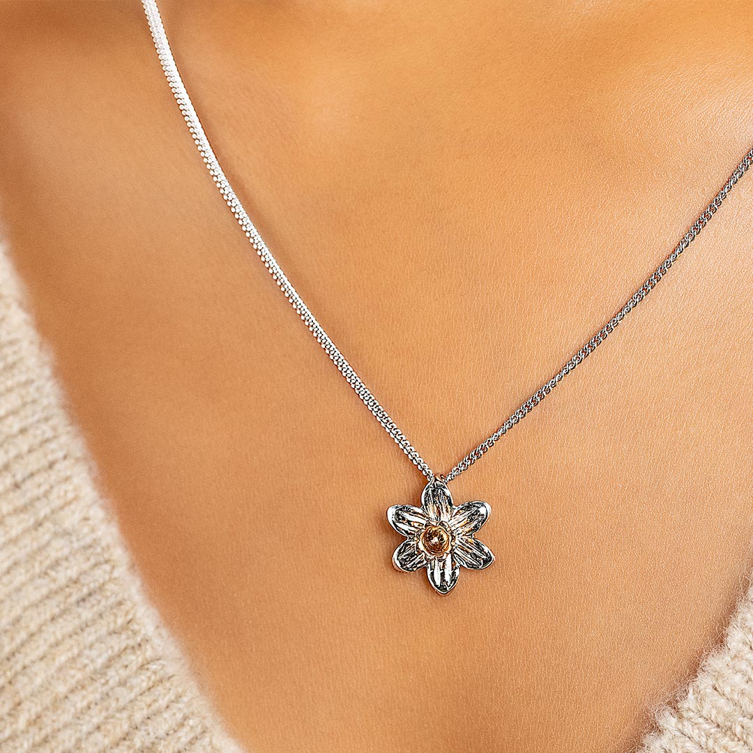 Clogau Daffodil Silver Pendant Necklace