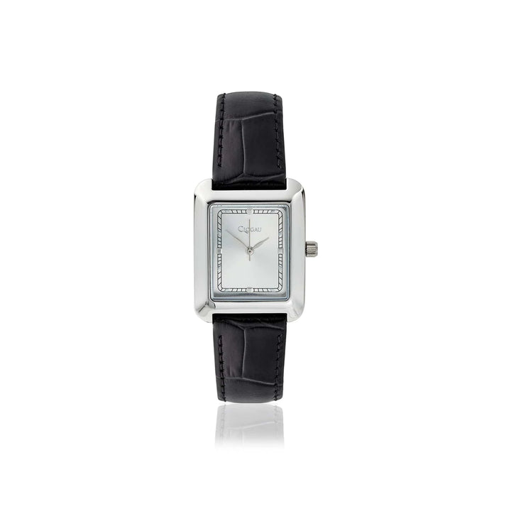 Clogau Ladies Timeless Crafnant Silver Black Leather Watch