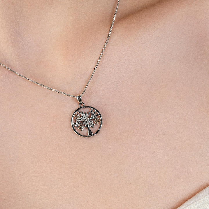 Clogau Silver Tree of Life Circle Pendant Necklace