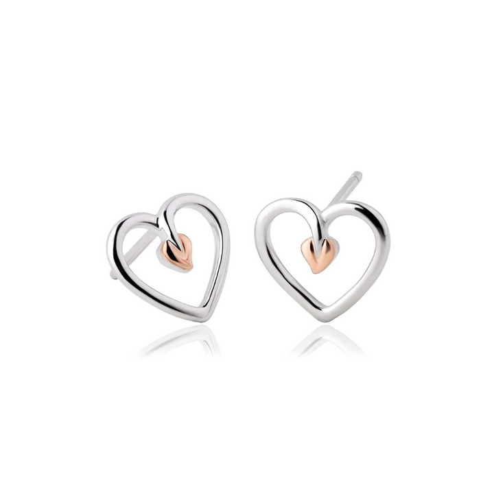 Clogau Tree Of Life Silver Heart Stud Earrings