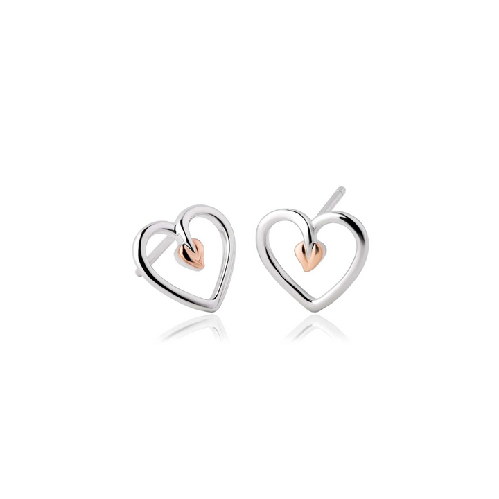 Clogau Tree Of Life Silver Heart Stud Earrings