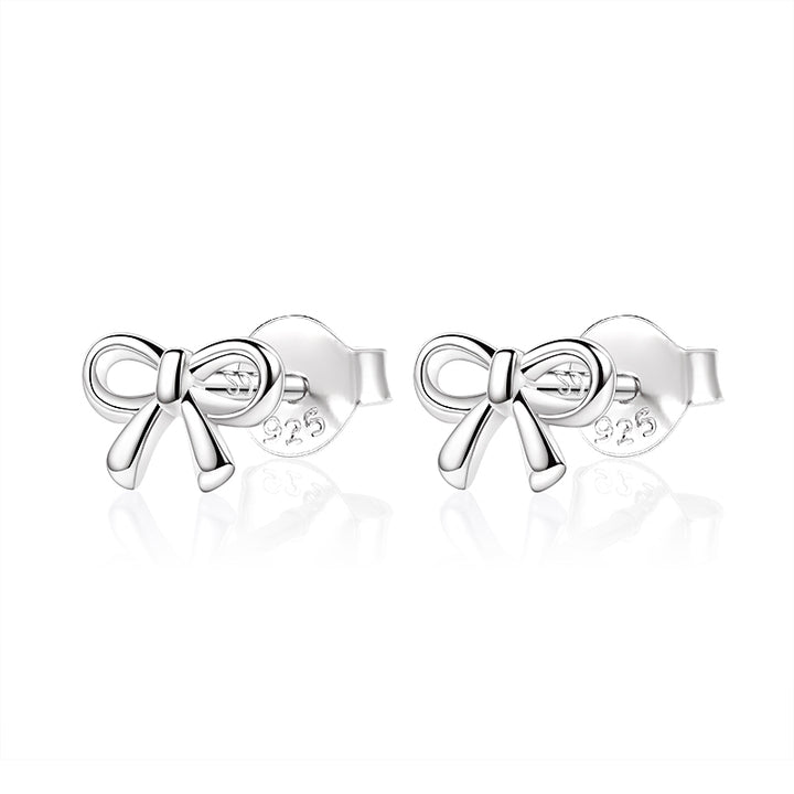 ol&co Silver Dainty Bow Stud Earrings