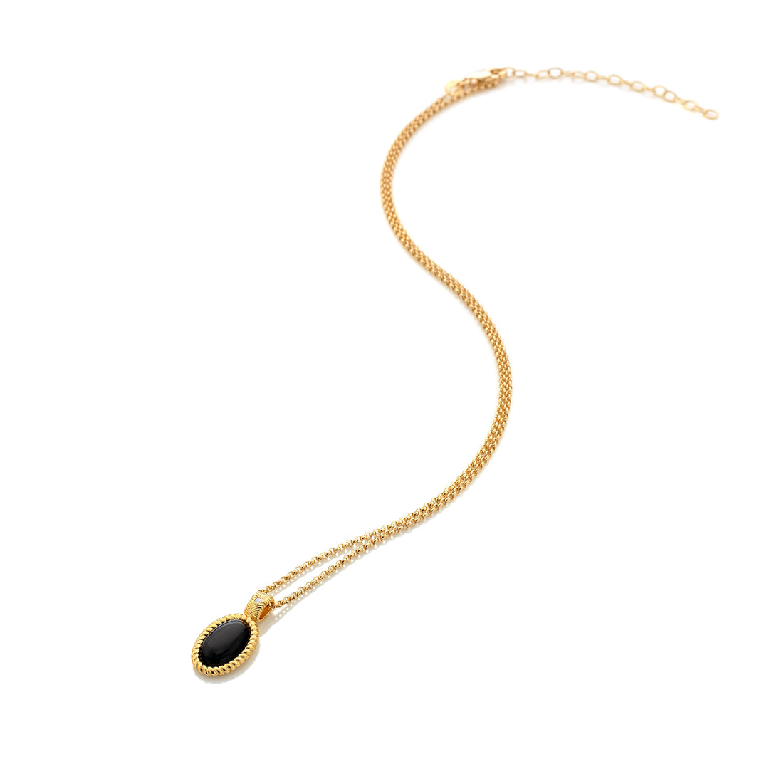 Hot Diamonds X Jac Jossa Gold Black Onyx Oval Pendant Necklace