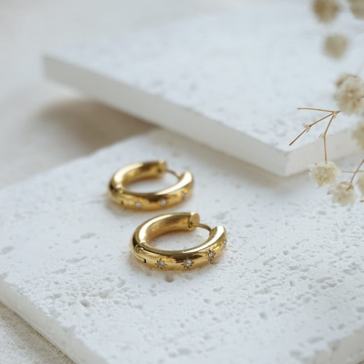 Little Grey Moon Gold Nova Hoop Earrings