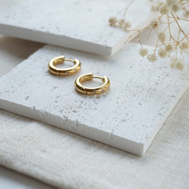 Little Grey Moon Gold Nova Hoop Earrings