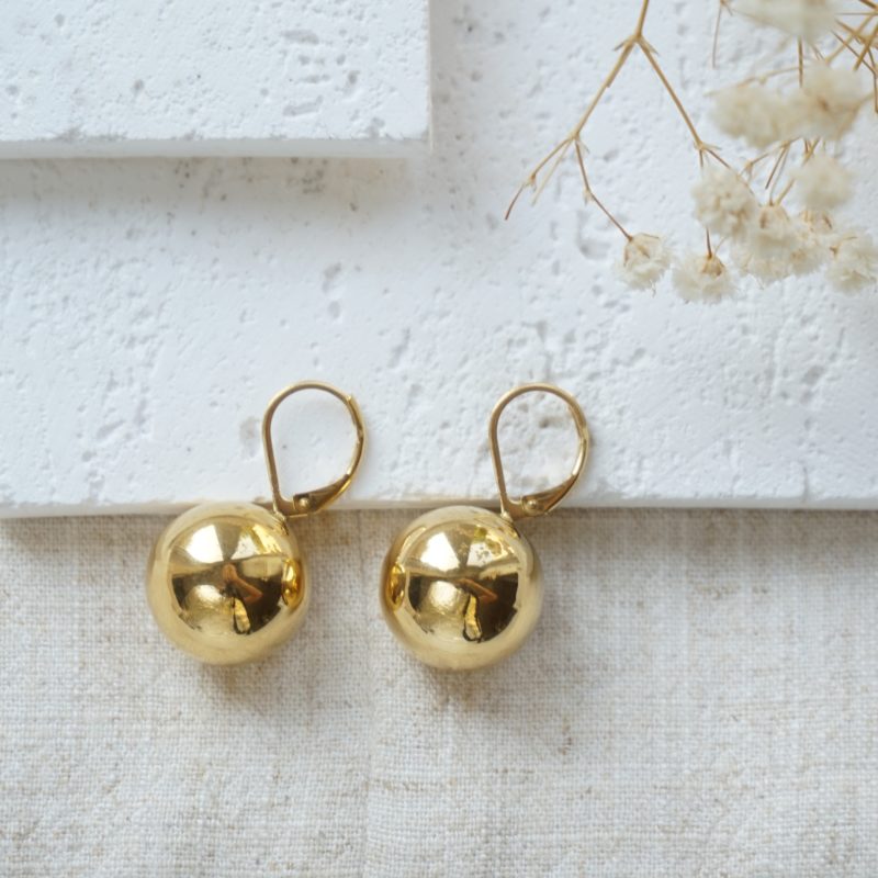 Little Grey Moon Gold Pia Sphere Hoop Earrings