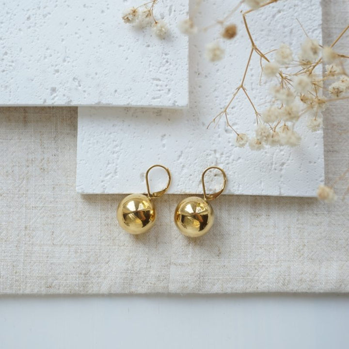 Little Grey Moon Gold Pia Sphere Hoop Earrings